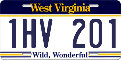 WV license plate 1HV201