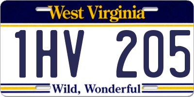 WV license plate 1HV205