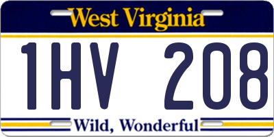 WV license plate 1HV208