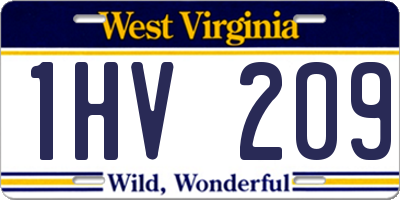 WV license plate 1HV209