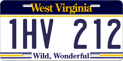 WV license plate 1HV212