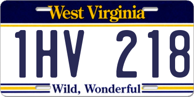 WV license plate 1HV218