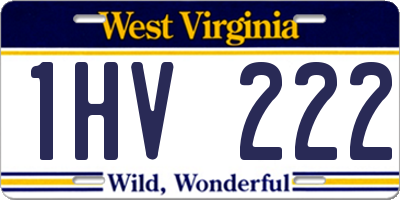 WV license plate 1HV222