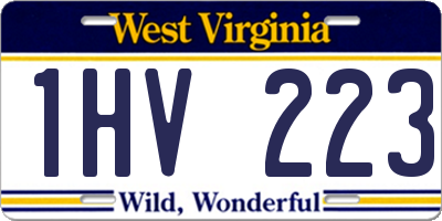 WV license plate 1HV223