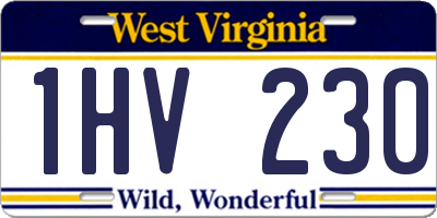 WV license plate 1HV230