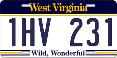 WV license plate 1HV231