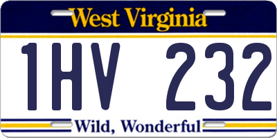WV license plate 1HV232