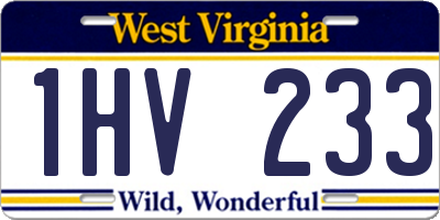 WV license plate 1HV233