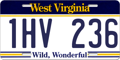 WV license plate 1HV236