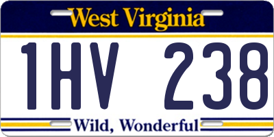 WV license plate 1HV238
