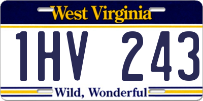 WV license plate 1HV243