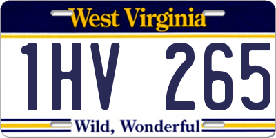 WV license plate 1HV265