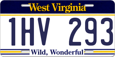 WV license plate 1HV293
