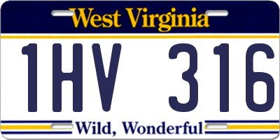 WV license plate 1HV316