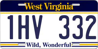 WV license plate 1HV332