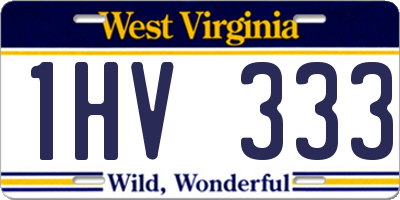 WV license plate 1HV333