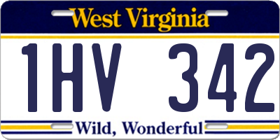 WV license plate 1HV342