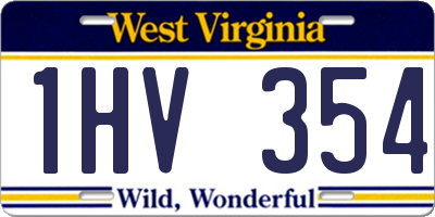 WV license plate 1HV354