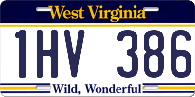 WV license plate 1HV386