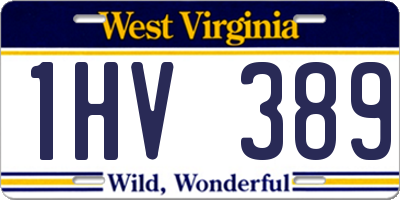 WV license plate 1HV389