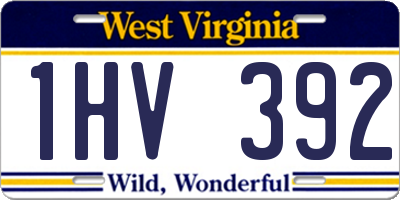 WV license plate 1HV392