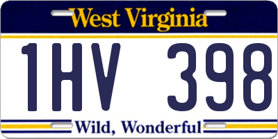 WV license plate 1HV398