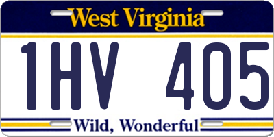 WV license plate 1HV405