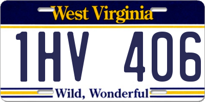 WV license plate 1HV406