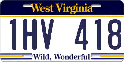 WV license plate 1HV418