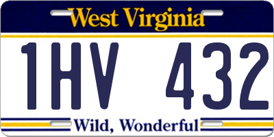WV license plate 1HV432