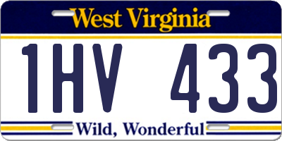WV license plate 1HV433