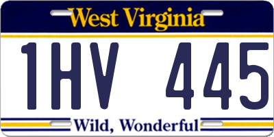 WV license plate 1HV445