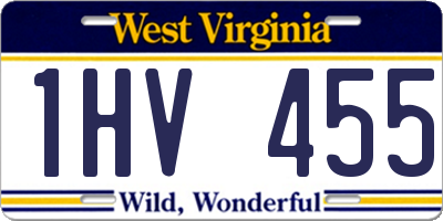 WV license plate 1HV455