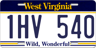 WV license plate 1HV540