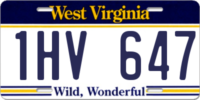 WV license plate 1HV647