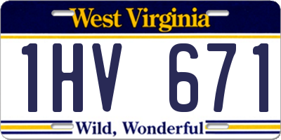 WV license plate 1HV671