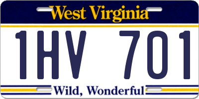 WV license plate 1HV701