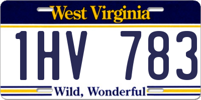 WV license plate 1HV783
