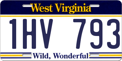 WV license plate 1HV793