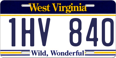 WV license plate 1HV840