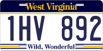WV license plate 1HV892