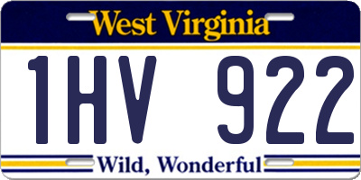 WV license plate 1HV922