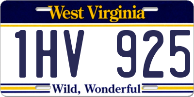 WV license plate 1HV925
