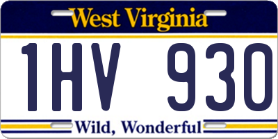 WV license plate 1HV930
