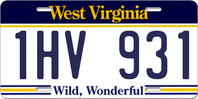WV license plate 1HV931
