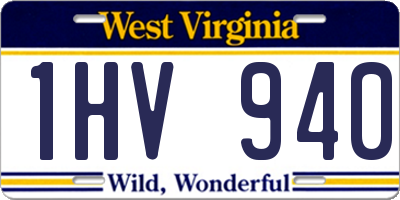 WV license plate 1HV940