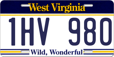 WV license plate 1HV980