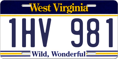 WV license plate 1HV981