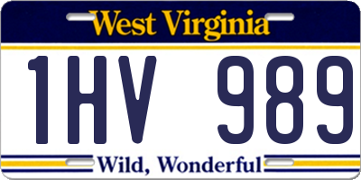 WV license plate 1HV989