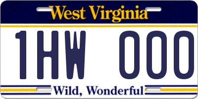 WV license plate 1HW000